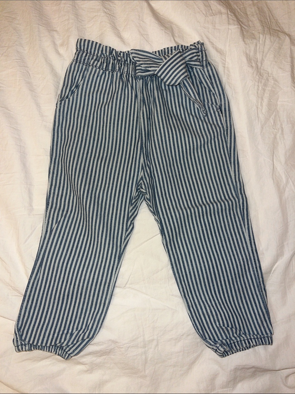 Zara Blue and White Striped Kids Casual Pants